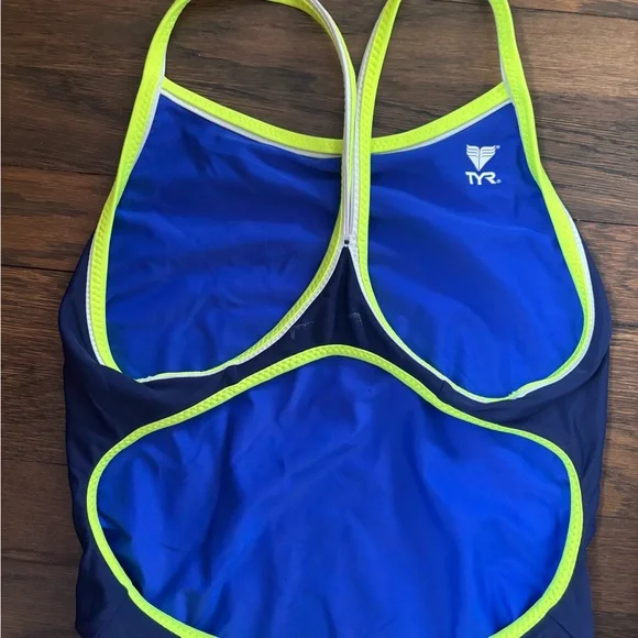 TYR Women’s Reversible Royal Blue, Navy & Yellow One Piece Swimsuit (Size 38) - Picture 5 of 5